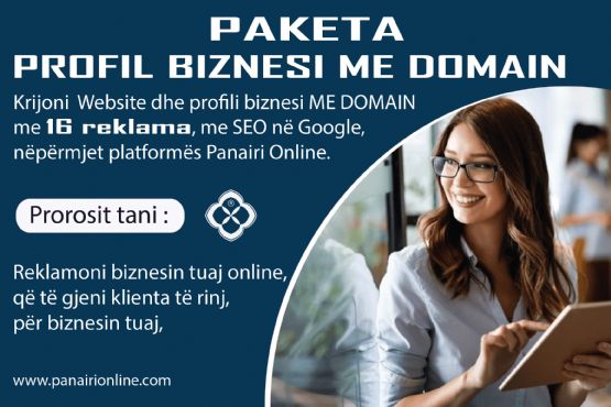 PAKETA DOM PRO, Profil biznesi me DOMAIN-IT tuaj në Google nëpërmjet platformës Panairi Online, Website me seo, optimizimi i website ne Google me SEO, Dyqan per shitje online